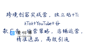 跨境创富实战营，独立站+TikTok+YouTube+谷歌广告，经营策略，店铺运营，精准选品，高效引流