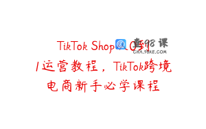 TikTok Shop从0到1运营教程，TikTok跨境电商新手必学课程