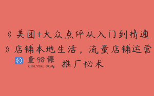 《美团+大众点评从入门到精通》店铺本地生活，流量店铺运营，推广秘术
