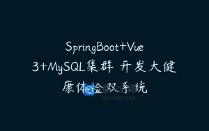 SpringBoot+Vue3+MySQL集群 开发大健康体检双系统