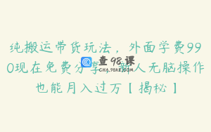 纯搬运带货玩法，外面学费990现在免费分享，新人无脑操作也能月入过万【揭秘】