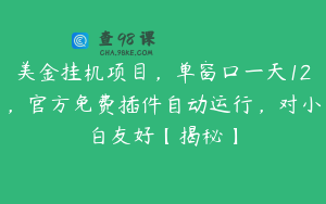 美金挂机项目,单窗口一天12,官方免费插件自动运行,对小白友好【揭秘】