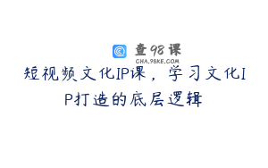 短视频文化IP课，学习文化IP打造的底层逻辑