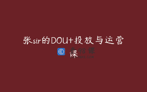 张sir的DOU+投放与运营课