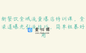 新餐饮全域流量爆店特训课，全渠道曝光引流技巧，简单粗暴好用