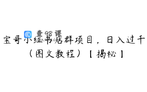 宝哥小红书店群项目，日入过千（图文教程）【揭秘】