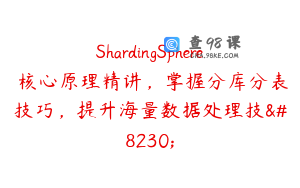 ShardingSphere 核心原理精讲，掌握分库分表技巧，提升海量数据处理技…