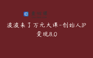 波波来了万元大课-创始人IP变现8.0