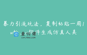 暴力引流玩法，复制粘贴一周1w粉，ai软件生成仿真人美