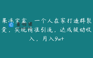 果冻宝盒，一个人在家打造群裂变，实现精准引流，达成被动收入，月入9w+