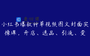 小红书爆款种草视频图文封面实操课，开店、选品、引流、变