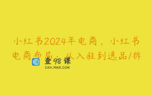 小红书2024年电商，小红书电商布局：从入驻到选品/拆