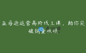 亚马逊运营高阶线上课，助你突破销量瓶颈