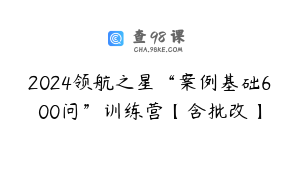 2024领航之星“案例基础600问”训练营【含批改】