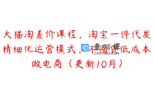 大猫淘差价课程，淘宝一件代发精细化运营模式，不囤货低成本做电商（更新10月）