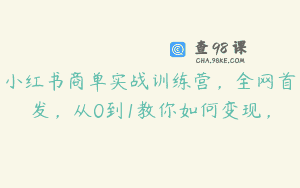 小红书商单实战训练营，全网首发，从0到1教你如何变现，
