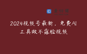 2024视频号最新，免费AI工具做不露脸视频