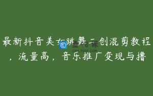 最新抖音美女跳舞二创混剪教程，流量高，音乐推广变现与撸
