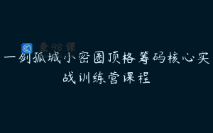 一剑孤城小密圈顶格筹码核心实战训练营课程
