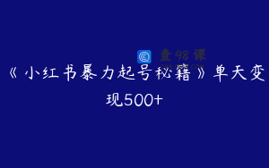 《小红书暴力起号秘籍》单天变现500+