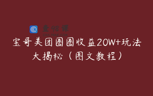 宝哥美团圈圈收益20W+玩法大揭秘（图文教程）
