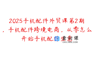 2025手机配件外贸课第2期，手机配件跨境电商，从零怎么开始手机配件生意