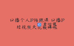 口播个人IP陪跑课 口播IP短视频天花板课程