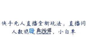 快手无人直播全新玩法，直播间人数稳定1500+，小白单