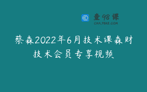 蔡森2022年6月技术课森财技术会员专享视频