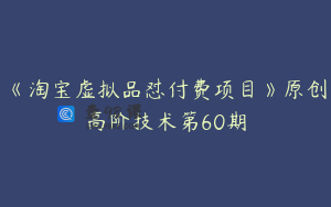 《淘宝虚拟品怼付费项目》原创高阶技术第60期