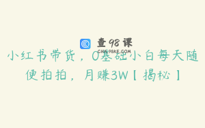小红书带货，0基础小白每天随便拍拍，月赚3W【揭秘】