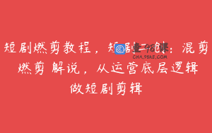 短剧燃剪教程，短剧二创：混剪 燃剪 解说，从运营底层逻辑做短剧剪辑