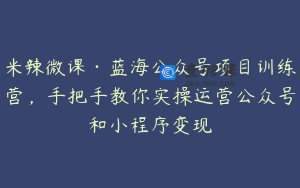 米辣微课·蓝海公众号项目训练营，手把手教你实操运营公众号和小程序变现
