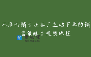 不推而销《让客户主动下单的销售策略》视频课程