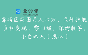 靠暗区突围月入六万，代肝护航多种变现，零门槛，保姆教学，小白必入【揭秘】