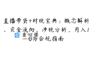 直播带货+财税宝典：概念解析、资金流向、涉税分析，月入10万合规指南