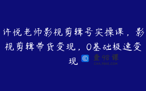 许悦老师影视剪辑号实操课，影视剪辑带货变现，0基础极速变现