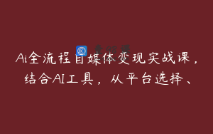 Ai全流程自媒体变现实战课，结合AI工具，从平台选择、