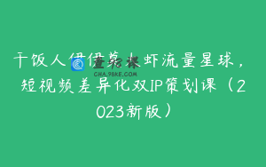 干饭人伊伊莫大虾流量星球,短视频差异化双IP策划课(2023新版)