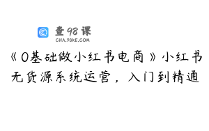 《0基础做小红书电商》小红书无货源系统运营，入门到精通