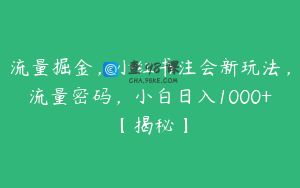 流量掘金，小红书注会新玩法，流量密码，小白日入1000+【揭秘】