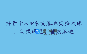 抖音个人IP系统落地实操大课，实操课程，辅助落地