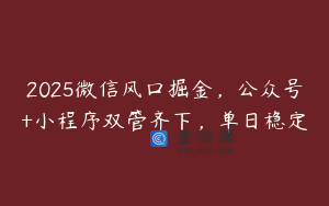 2025微信风口掘金，公众号+小程序双管齐下，单日稳定