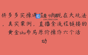 拼多多实操课程，飞龙在天玩法，真实案例，直播全流程链接的黄金sku布局原价操作六个活动