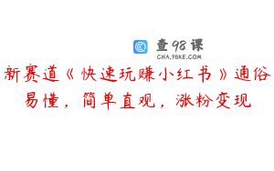 新赛道《快速玩赚小红书》通俗易懂，简单直观，涨粉变现
