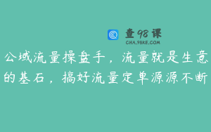 公域流量操盘手，流量就是生意的基石，搞好流量定单源源不断