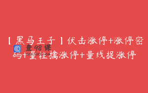 【黑马王子】伏击涨停+涨停密码+量柱擒涨停+量线捉涨停