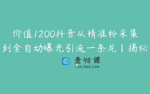 价值1200抖音从精准粉采集到全自动曝光引流一条龙【揭秘】
