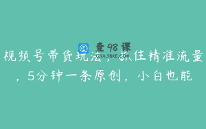 视频号带货玩法，抓住精准流量，5分钟一条原创，小白也能