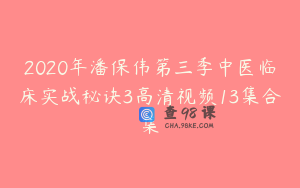 2020年潘保伟第三季中医临床实战秘诀3高清视频13集合集